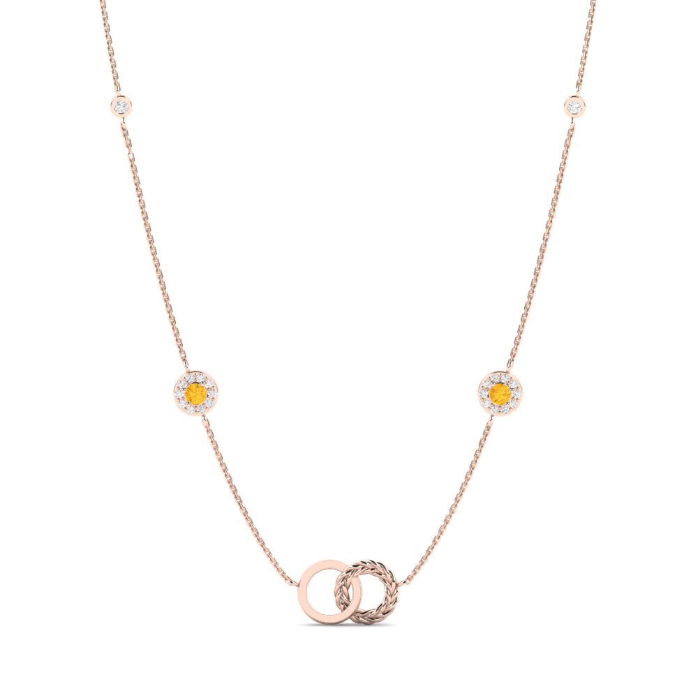 9ct Rose Gold Citrine Women's Necklace Kukosha