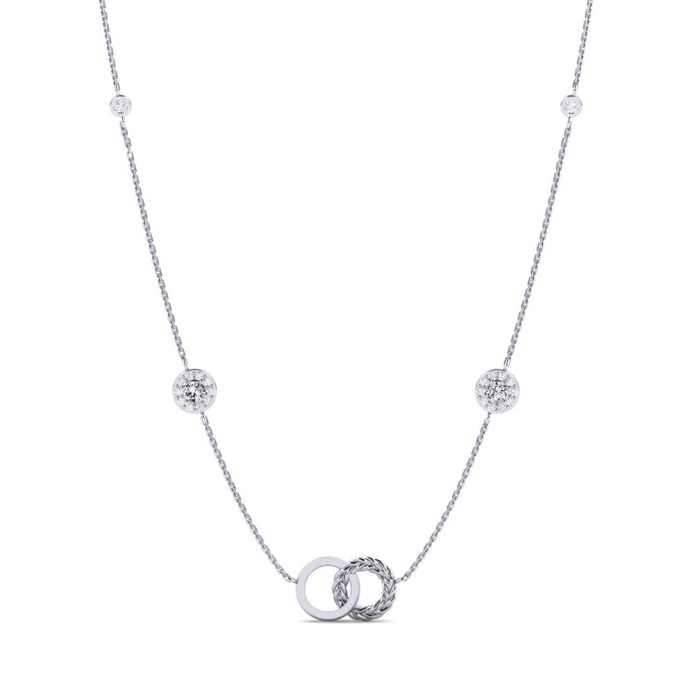 9ct White Gold Zirconia Women's Necklace Kukosha
