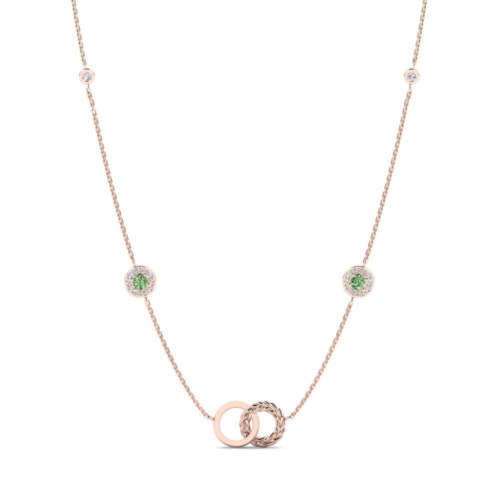 18ct Rose Gold Green Diamond Women's Necklace Kukosha