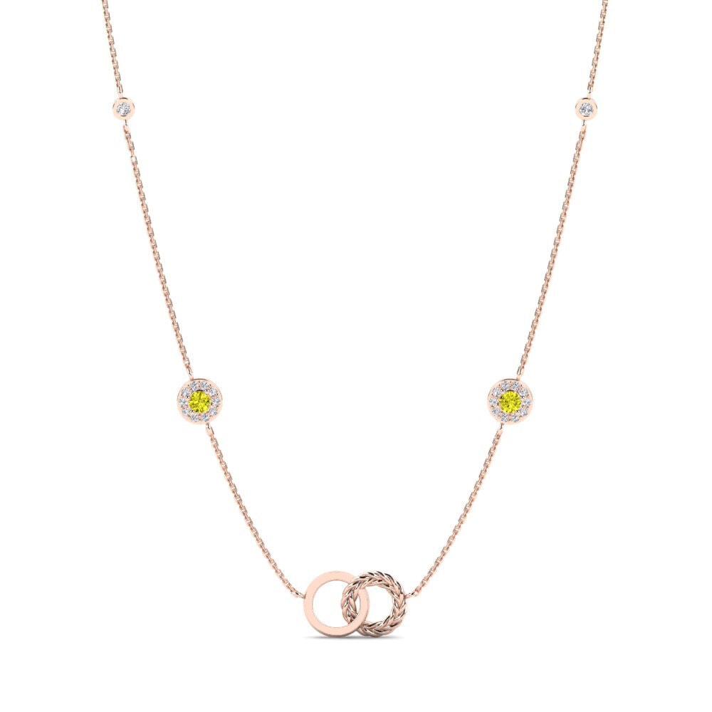 9ct Rose Gold Yellow Diamond Women's Necklace Kukosha