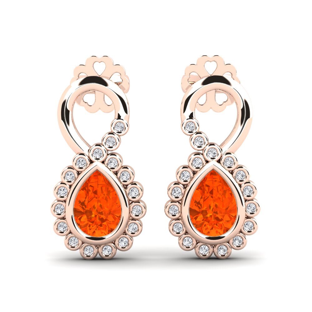 9ct Rose Gold Fire Opal Women's Earring Kukutana
