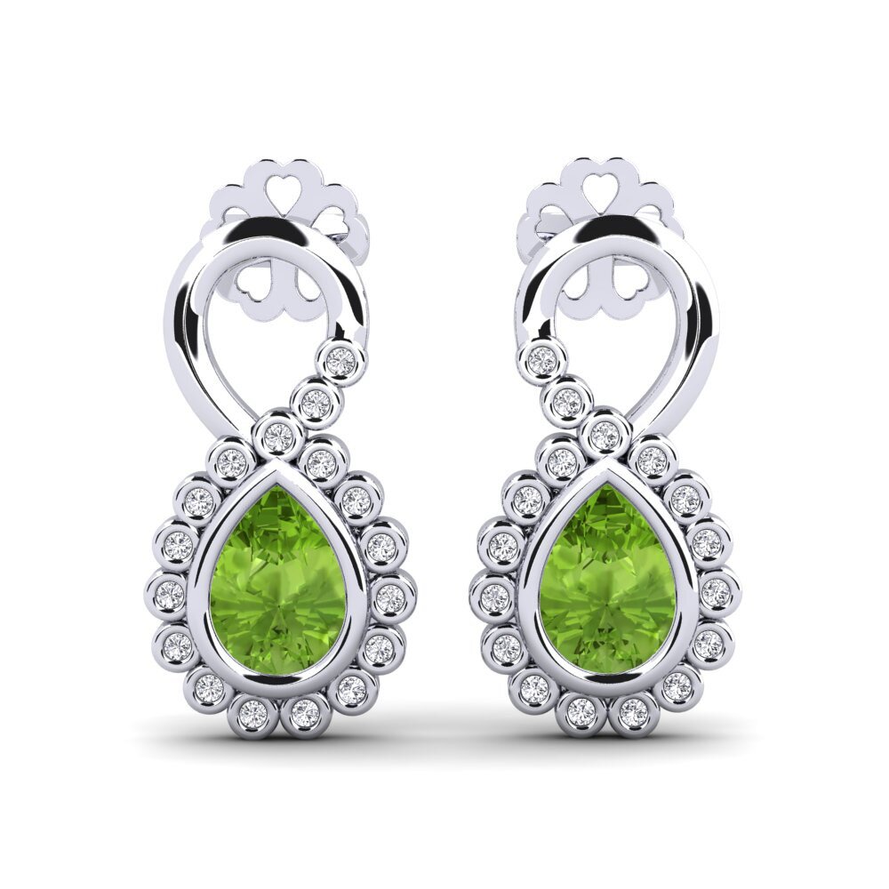950 Platinum Peridot Women's Earring Kukutana