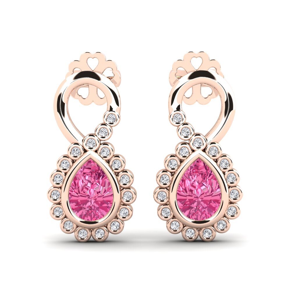 9ct Rose Gold Pink Tourmaline Women's Earring Kukutana
