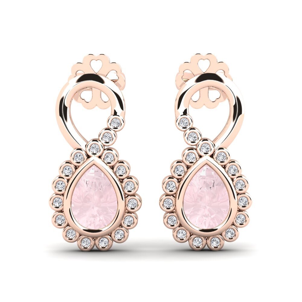 9ct Rose Gold Rose Quartz Women's Earring Kukutana