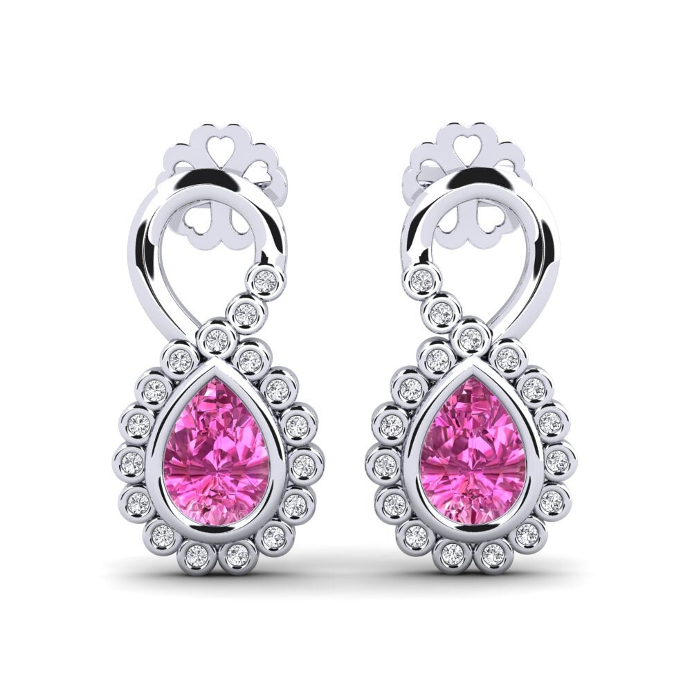 9ct White Gold Pink Topaz Women's Earring Kukutana