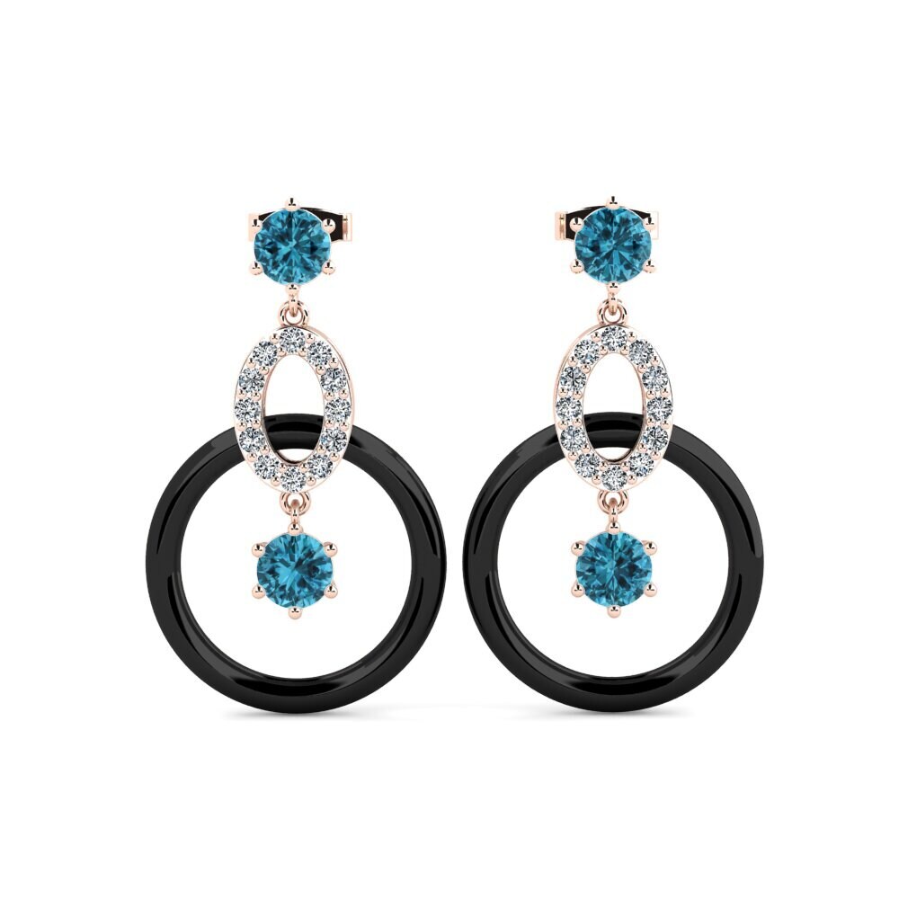 9ct Rose Gold Blue Zircon Women's Earring Kulp