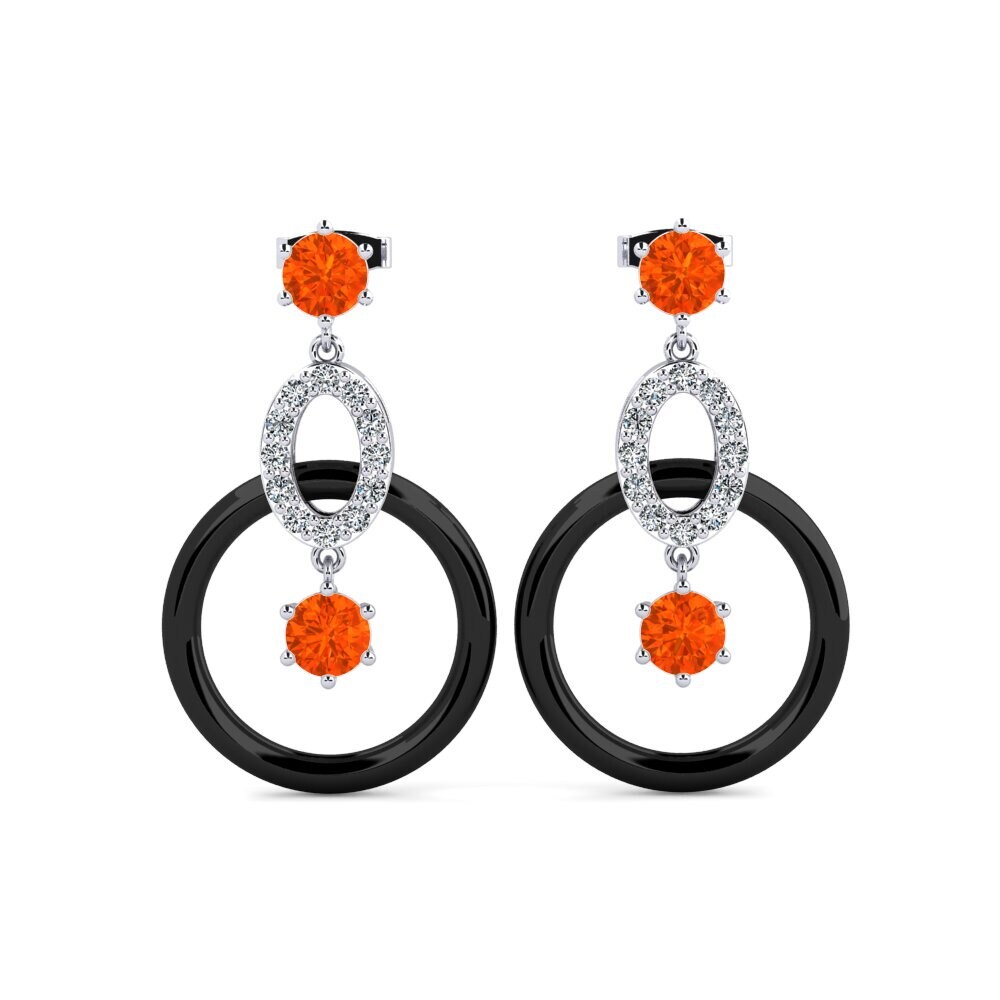 950 Platinum Fire Opal Women's Earring Kulp