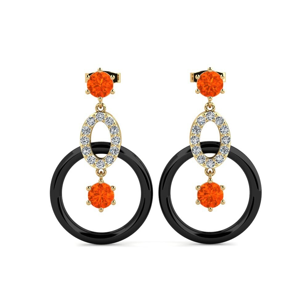 14ct Yellow Gold Fire Opal Women's Earring Kulp