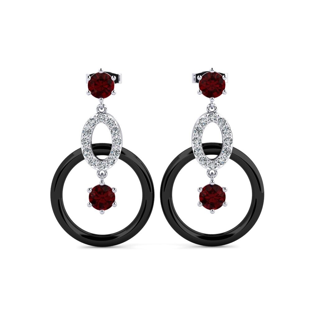 18ct White Gold Garnet Women's Earring Kulp