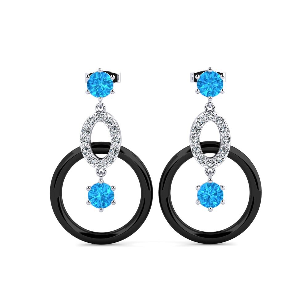 950 Platinum Blue Topaz Women's Earring Kulp