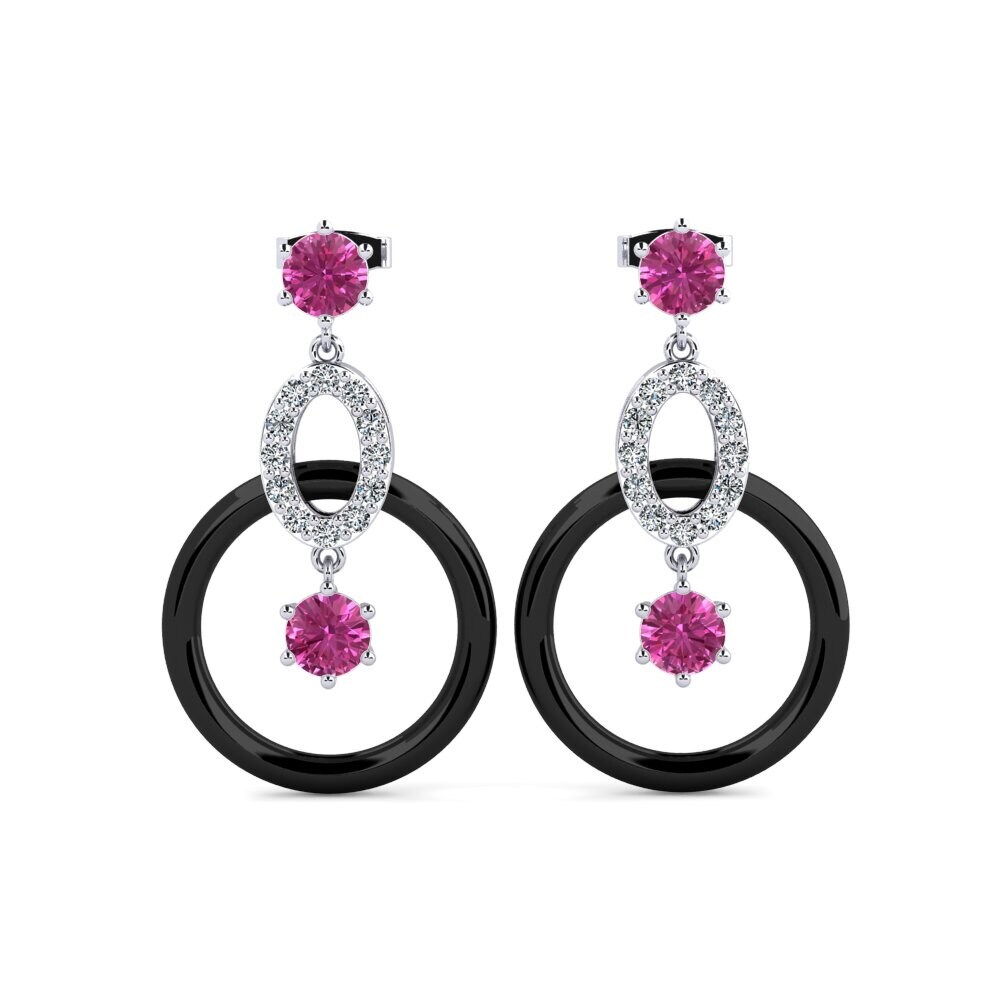950 Platinum Pink Topaz Women's Earring Kulp