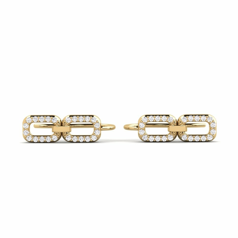 Climber Links Collection Earring Kulw 585 Yellow Gold White Sapphire