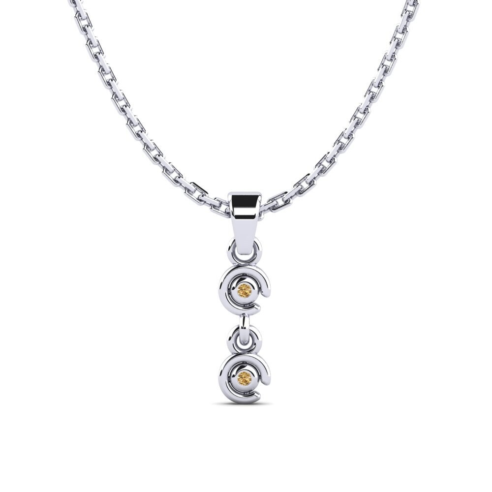 14k Oro Blanco Diamante café Colgante de Mujer Kuss