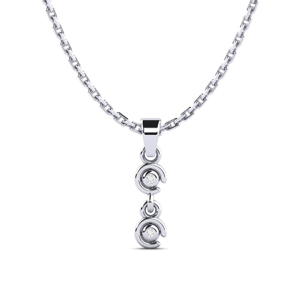 14k Oro Blanco Zafiro blanco Colgante de Mujer Kuss