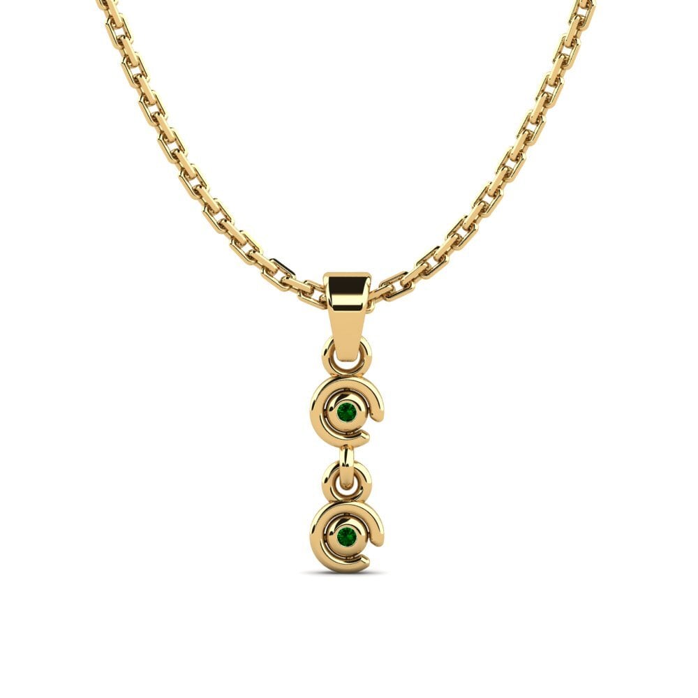 9k Oro Amarillo Circonita Verde Colgante de Mujer Kuss