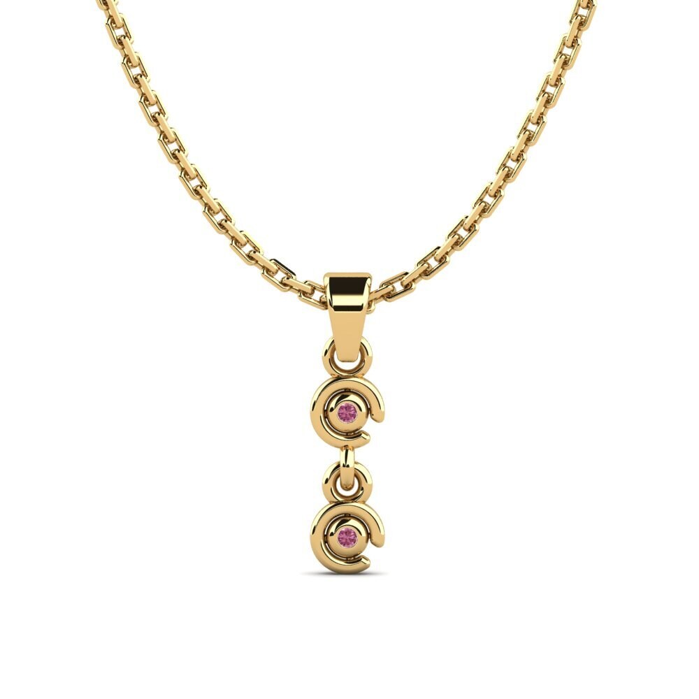 18k Oro Amarillo Granate Rhodolite Colgante de Mujer Kuss