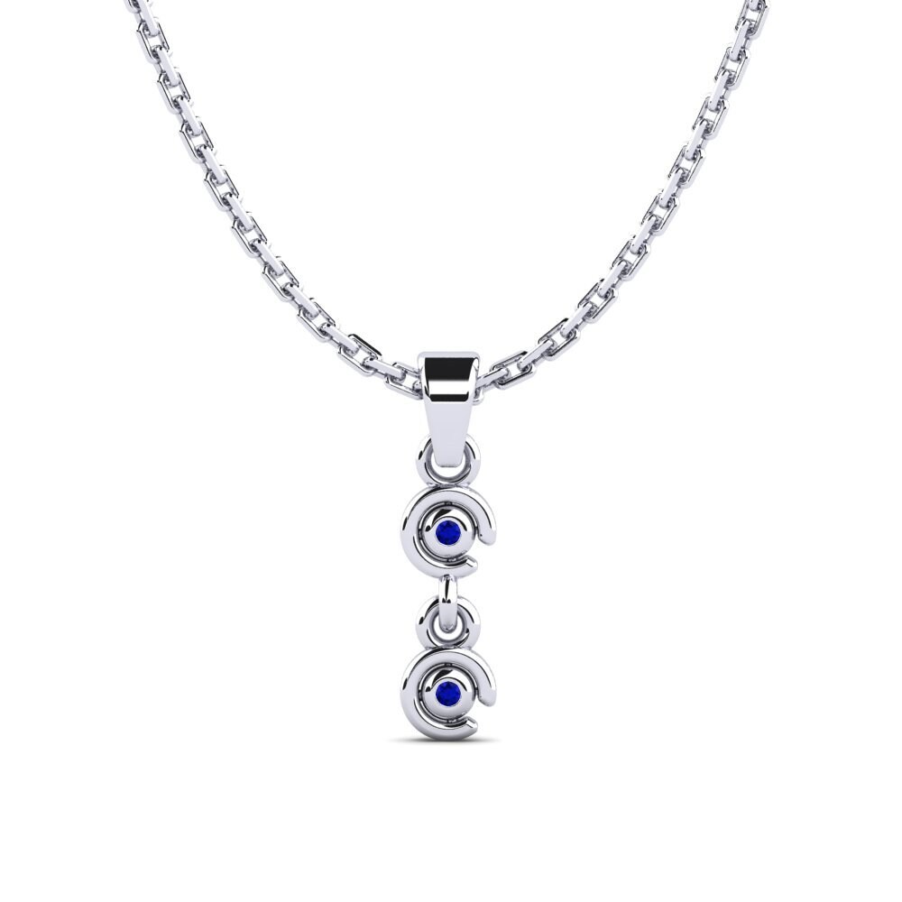 18k Oro Blanco Zafiro Colgante de Mujer Kuss