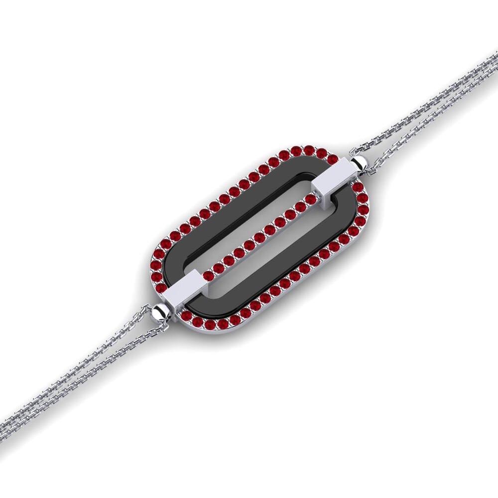 950 Palladium Red Zirconia Women's Bracelet Kuzma