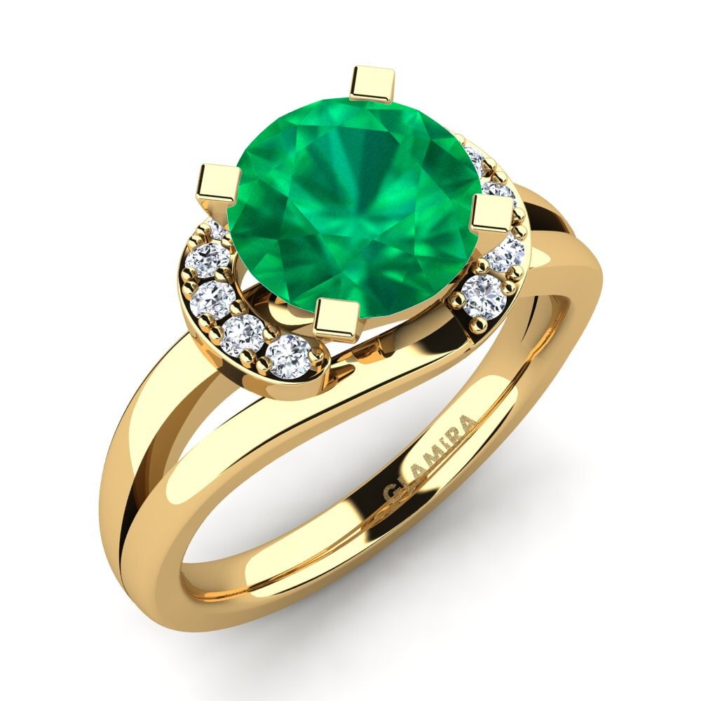 Bague Fiançailles émeraude 2.75 Carats Or Blanc 14k - Pierre Créée En Labo, Taille US 9