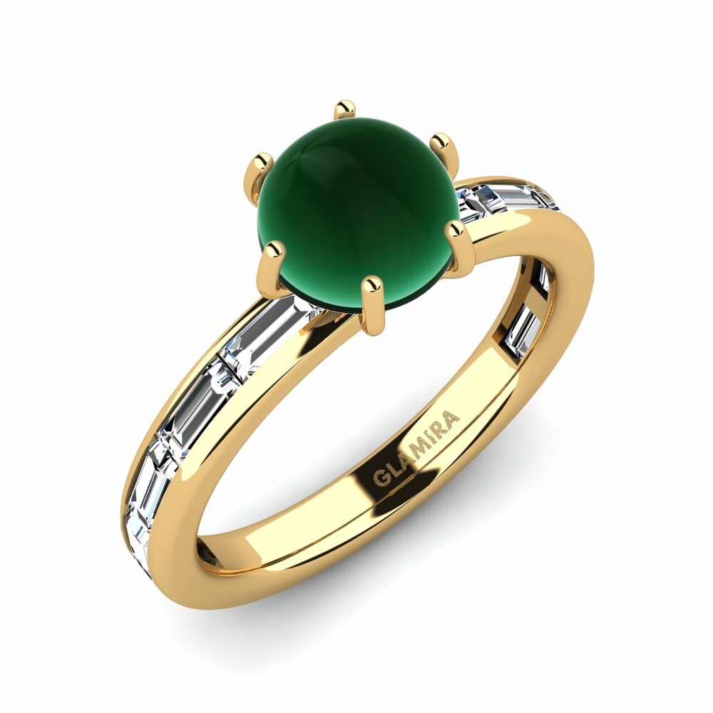 Or Jaune 18k Émeraude Cabochon Bague Kyllie