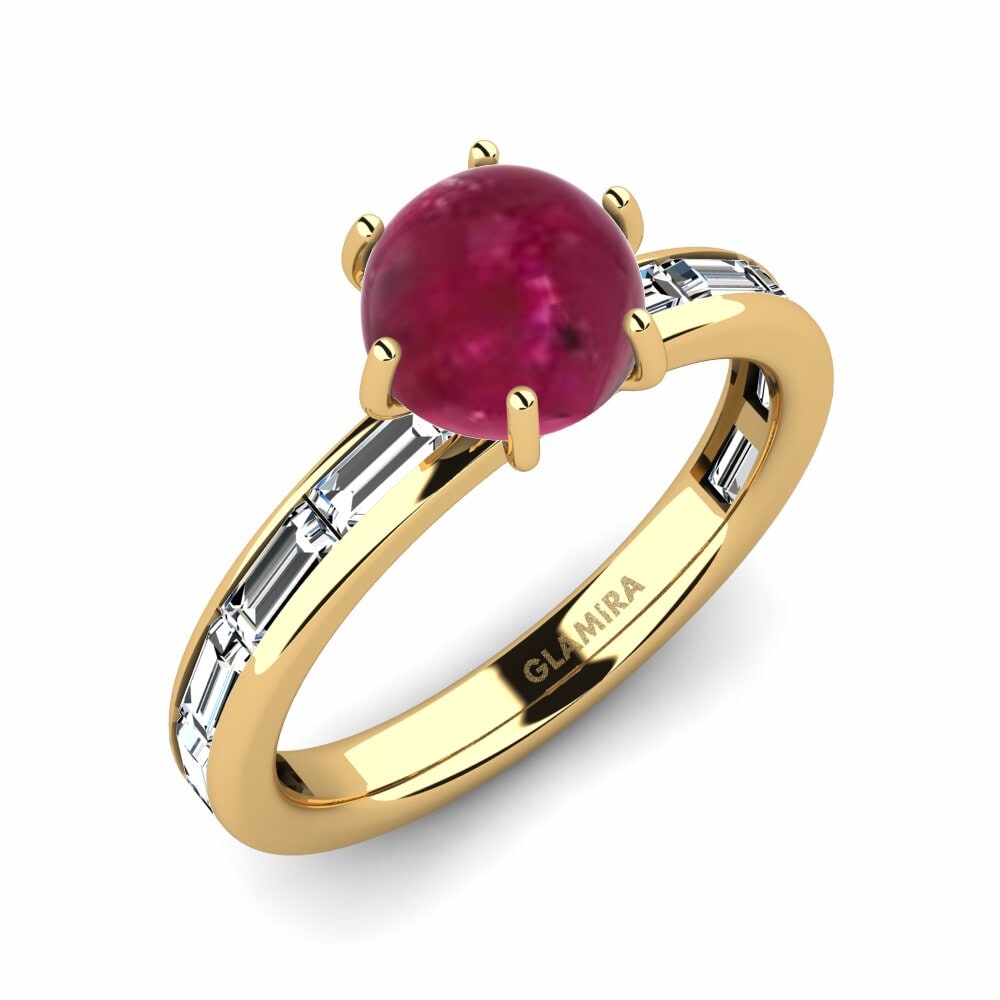 Or Jaune 18k Rubis Cabochon Bague Kyllie