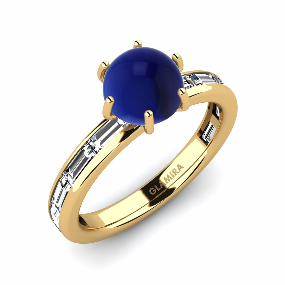 Or Jaune 18k Saphir Cabochon Bague Kyllie