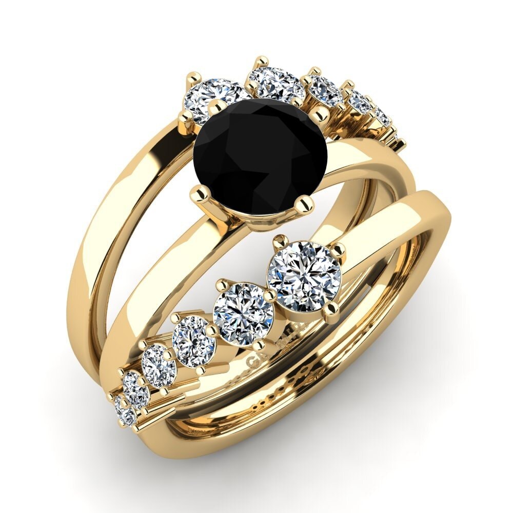 Zafiro negro Anillo Kylo SET
