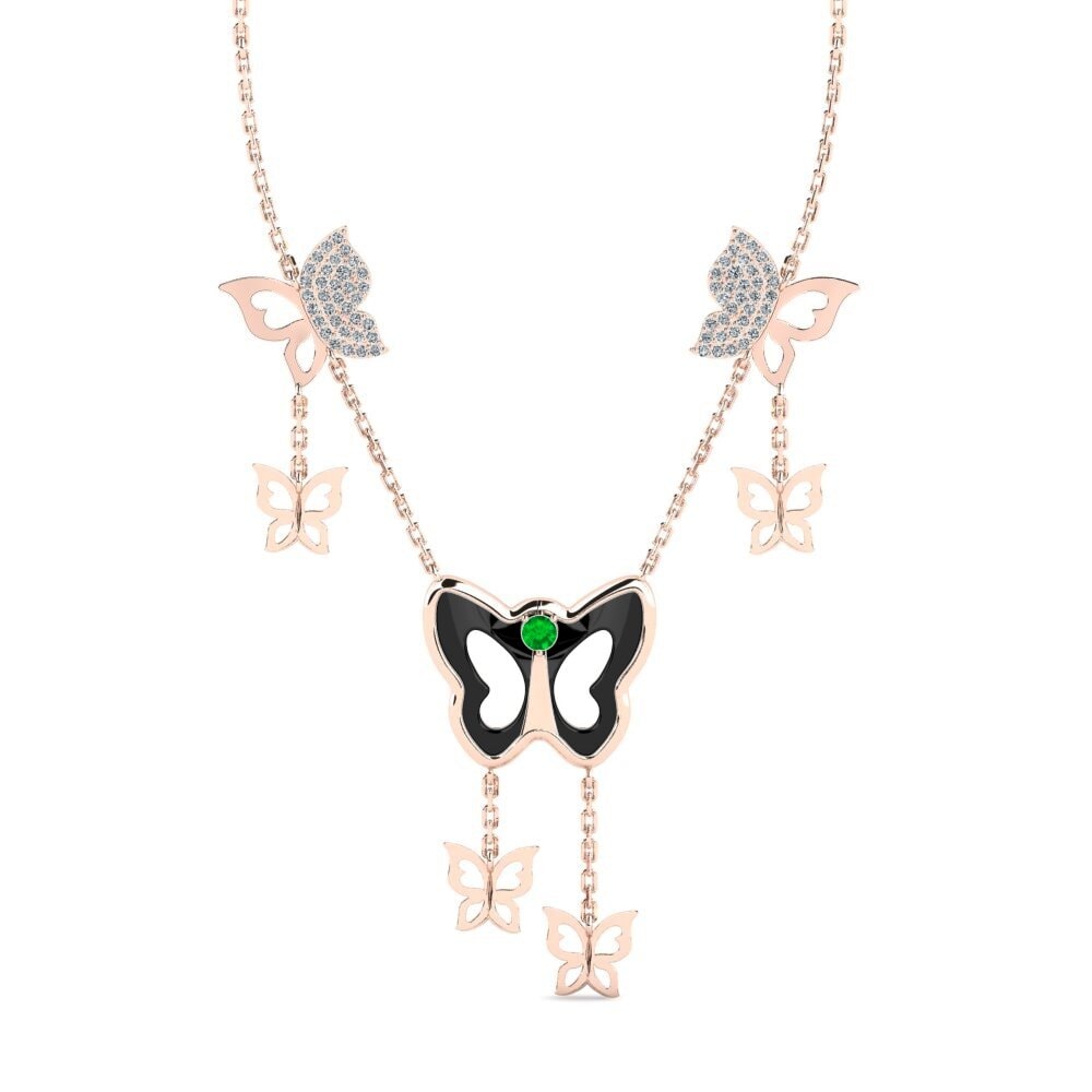 9ct Rose Gold Emerald Women's Necklace Kyser