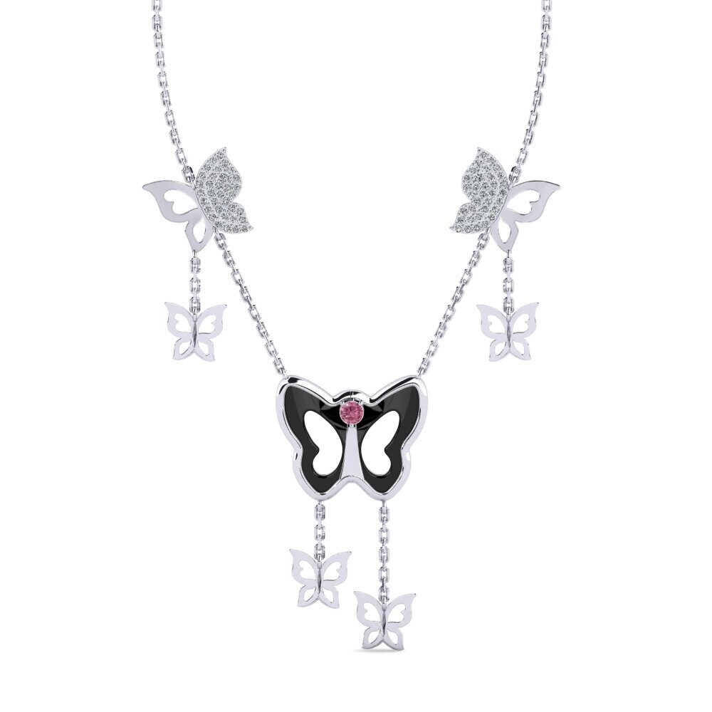 9ct White Gold Rhodolite Garnet Women's Necklace Kyser