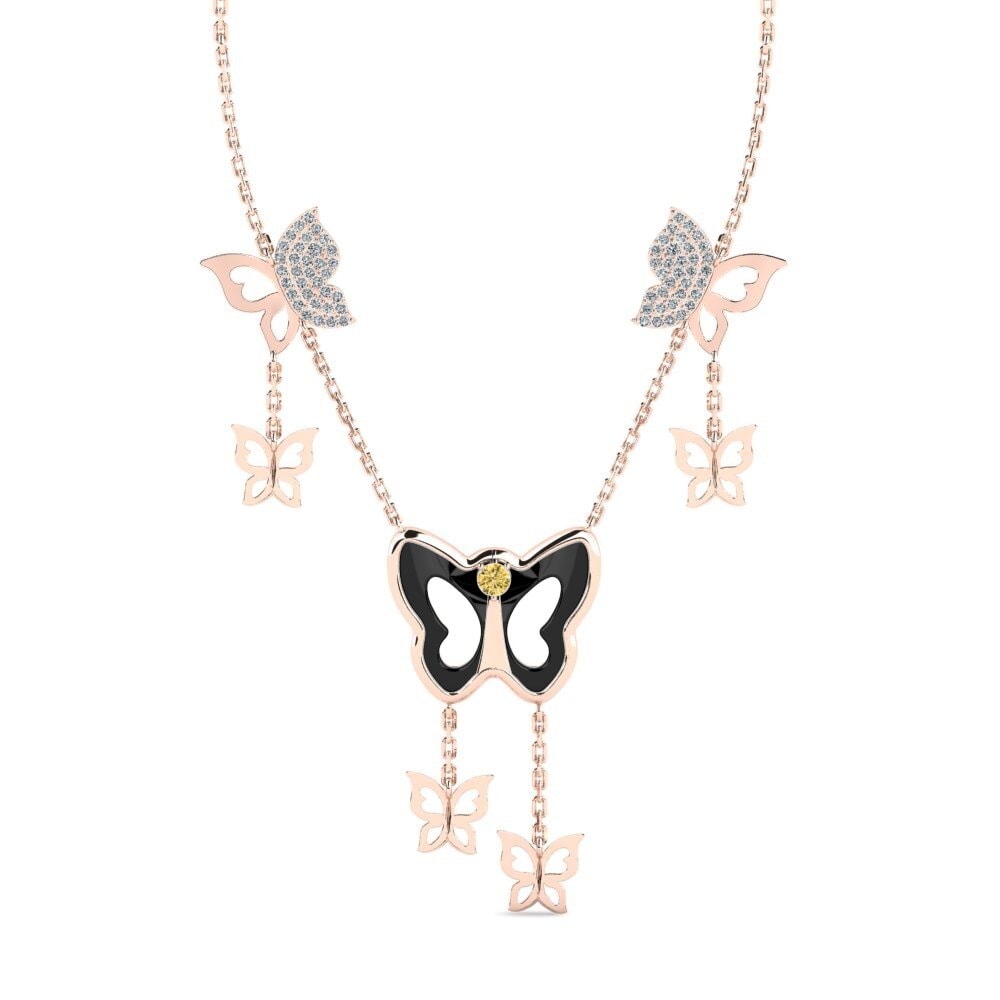 9ct Rose Gold Yellow Diamond Women's Necklace Kyser