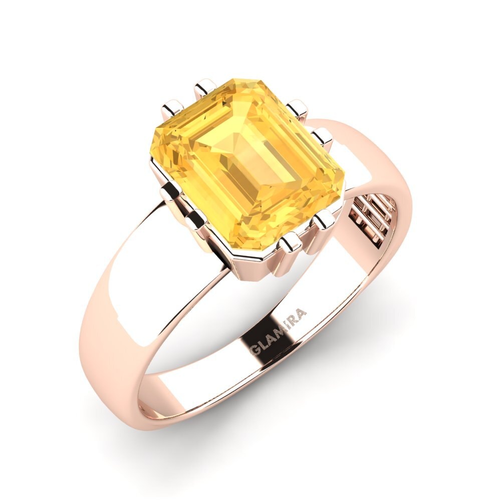 Oro Rosso 585 Citrino Anello da uomo Laban