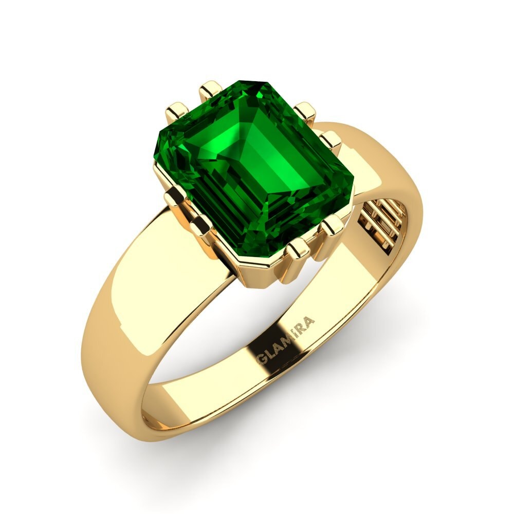 Oro Giallo 585 Zircone Verde Anello da uomo Laban
