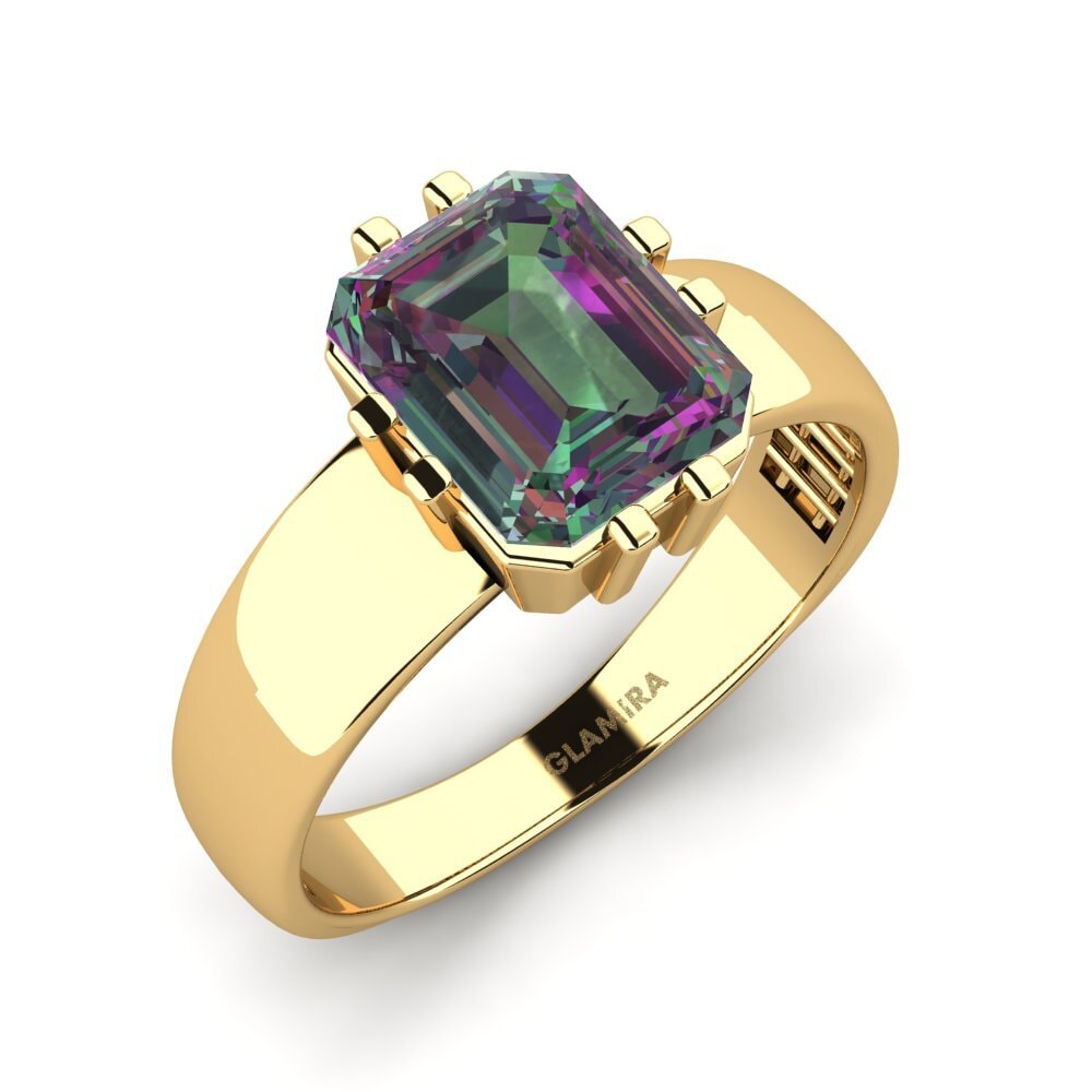 Oro Giallo 750 Topazio Mistico Anello da uomo Laban