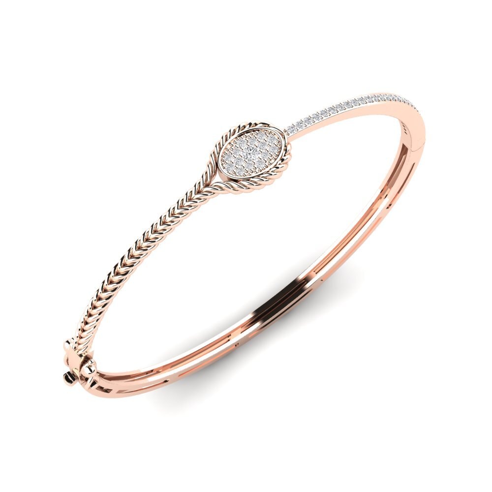 Or rose 14k Diamant Bracelet jonc femme Label