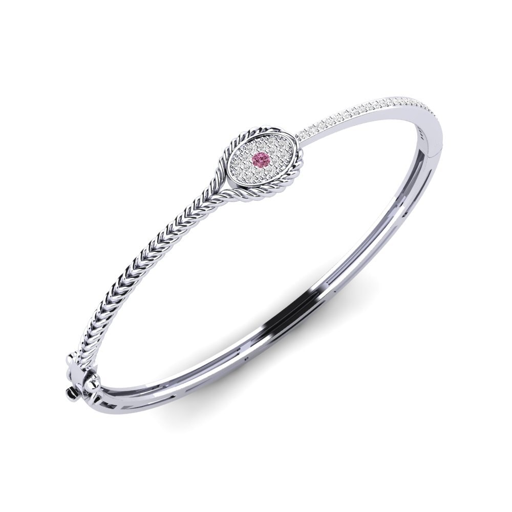 Argent Blanc Grenat de Rhodolite Bracelet jonc femme Label