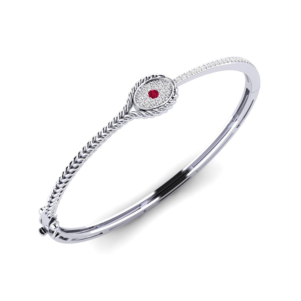 Or Blanc 9k Rubis Bracelet jonc femme Label