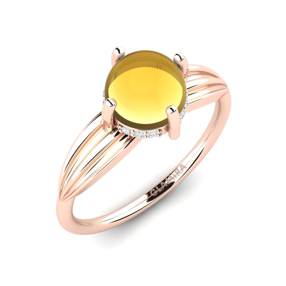 18ct Rose Gold Cabochon Citrine Ring Labella