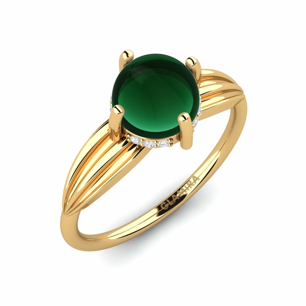 Or Jaune 18k Émeraude Cabochon Bague Labella