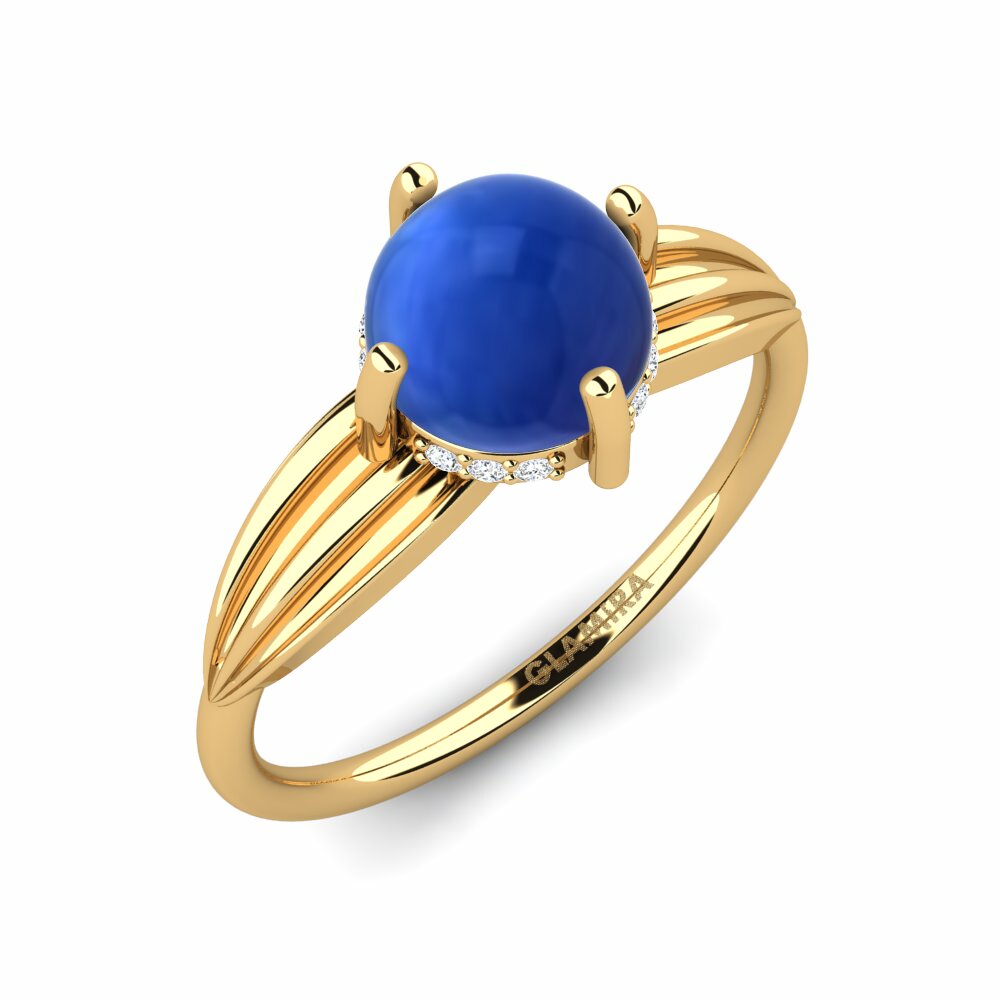 Or Jaune 18k Saphir Cabochon Bague Labella
