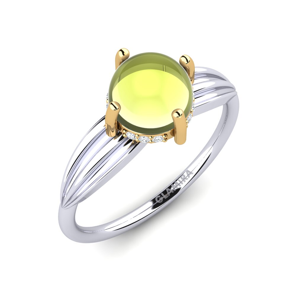 Or Blanc & Jaune 14k Topaze Citron Cabochon Bague Labella