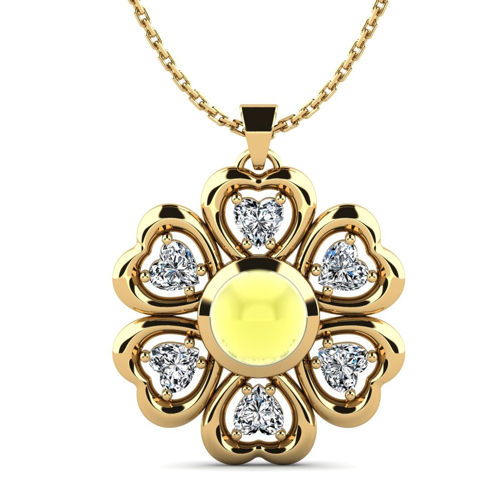 14k Oro Amarillo Topacio Limón Cabujón Colgante de Mujer Labritney
