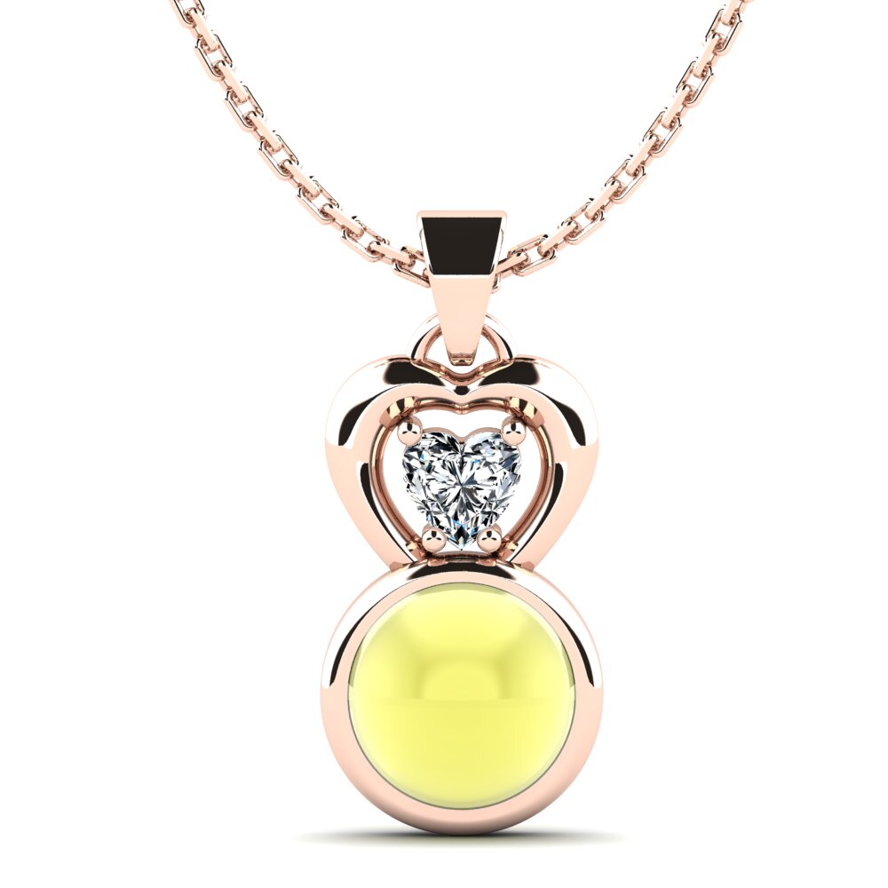 14k Oro Rosa Topacio Limón Cabujón Colgante de Mujer Lacara