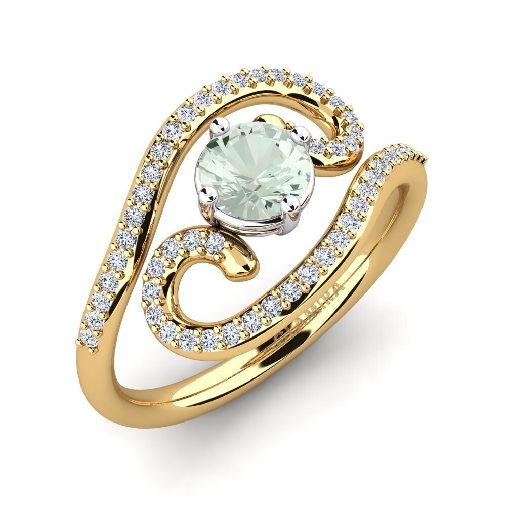 18ct Yellow & White Gold Green Amethyst Ring Loncro