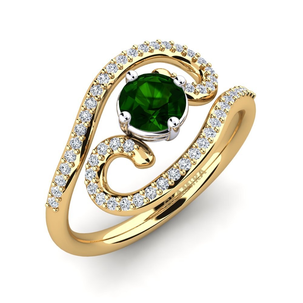 9ct Yellow & White Gold Green Tourmaline Ring Loncro