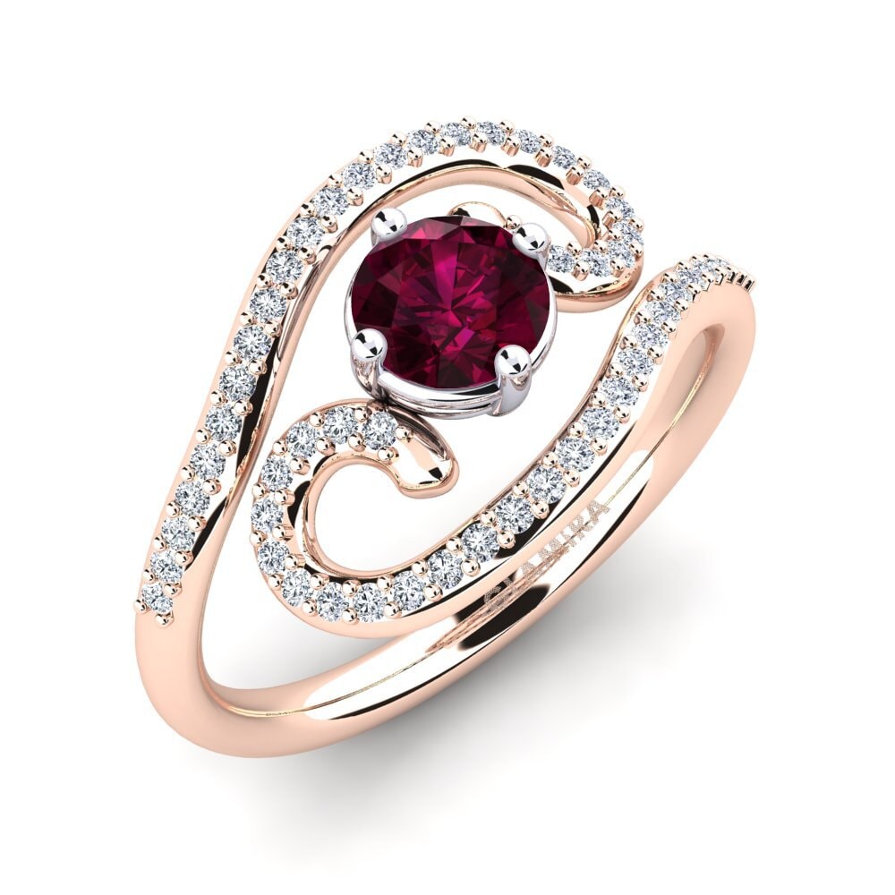 9ct Rose & White Gold Rhodolite Garnet Ring Loncro