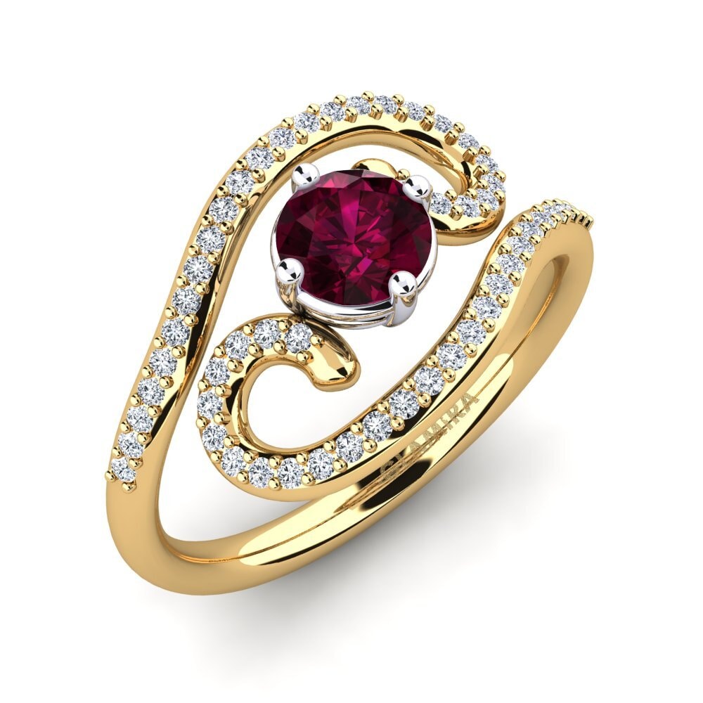 9ct Yellow & White Gold Rhodolite Garnet Ring Loncro