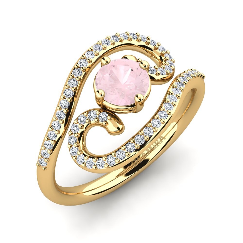14ct Yellow Gold Rose Quartz Ring Loncro
