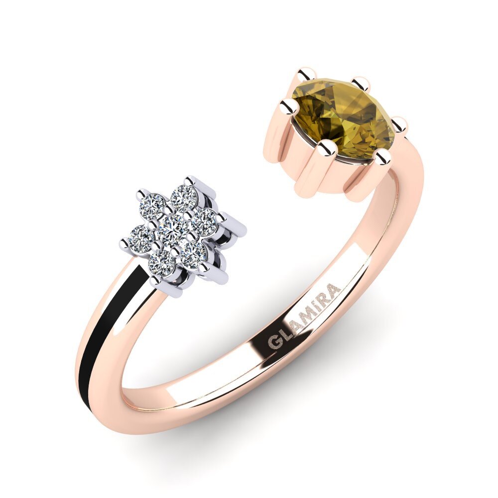 14ct Rose & White Gold Brown Zircon Ring Laci