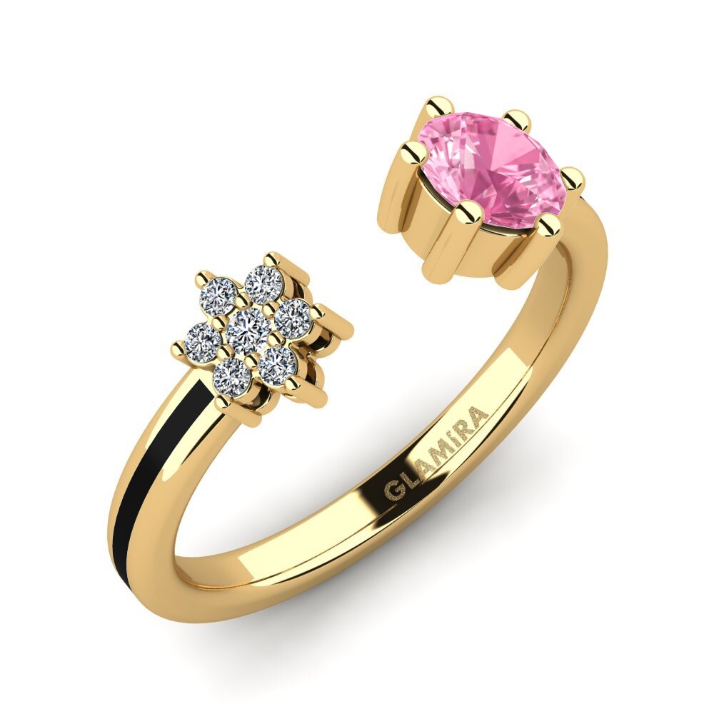 Or Jaune 14k Saphir Rose Bague Laci