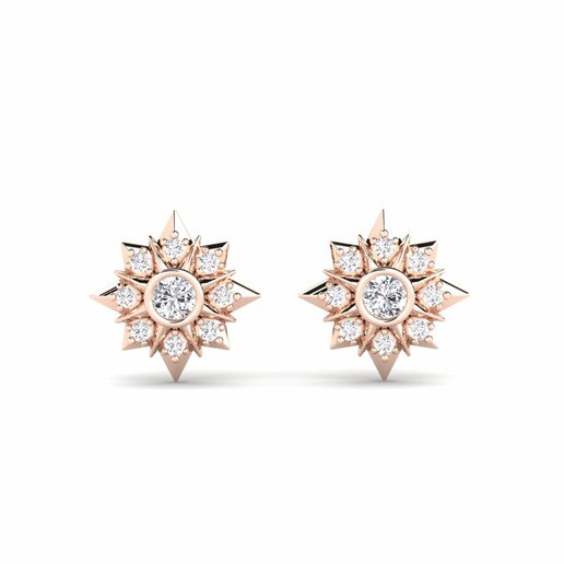 Earring Laconic 585 Rose Gold & Diamond & White Sapphire